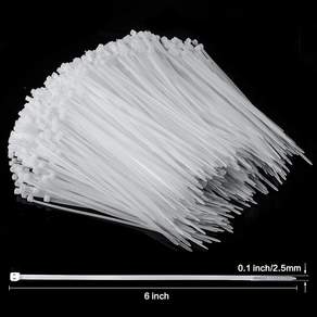 400개입 흰색 케이블타이 4x150mm 15cm 자동잠금 나일론 케이블 묶음대 실내외 겸용