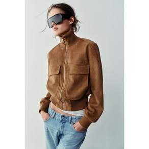 ZARA 자라 하이넥 스웨이드 봄버자켓 집업점퍼 숏재킷 3046256