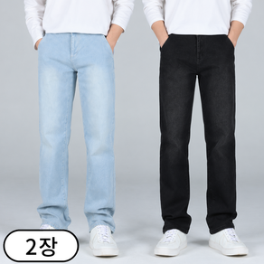 1+1 남자 빅사이즈 히든 밴딩 데님 팬츠 스탠다드핏 스판 청바지 (6701-2)