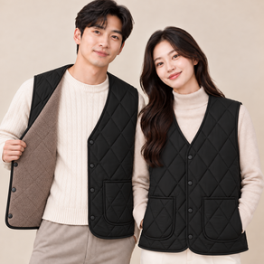 DUGN 더따뜻한 프리미엄 남녀공용 기모 내피 경량 패딩 조끼