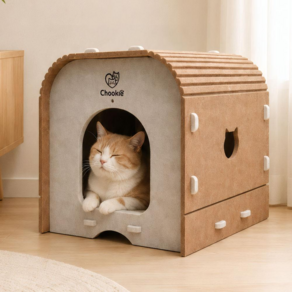츄키(Chookie) 포근숨집 고양이 숨숨집 스크래쳐 바닥형 펠트보드 하우스