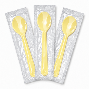 케이비팩 숟가락 요거트 12cm 카페 개별포장 빙수 일회용 노랑 스푼 500개