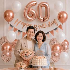 이벤트홀릭 환갑 파티용품 세트 60 숫자풍선 생일 가랜드 용돈카드 옵션