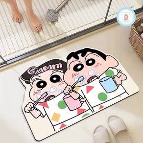 헤라혜란 귀여운 짱구 규조토 발매트 논슬립 방수 미끄럼방지 주방 욕실 화장실 발매트