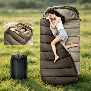 캠핑 침낭 사계절 공용 초대형공간 휴대용 방수 야외 압축 침낭 겨울 이불 230*100cm 2.2kg + 수납가방