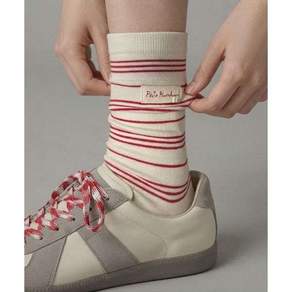 ANGEL SOCKS 삭스 양말 [2개 세트] 1335 빨강 스트라이프 여성 패션 양말 브랜드