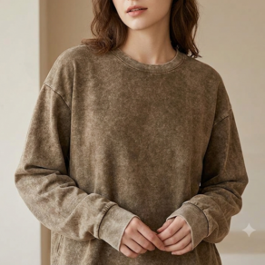 루크 피그먼트 루즈핏 남녀공용 워싱 긴팔티