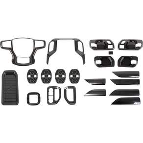 Chevy Silverado 2019 2020 2021 모델과 호환되는 JeCar 21PCS 탄소섬유 실내 액세서리 트림 키트 센터 콘솔 대시보드 스티어링 휠 내부 도어 핸들 커버
