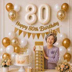 이벤트홀릭 팔순 파티용품 세트 80 숫자풍선 생일 가랜드 용돈카드 옵션