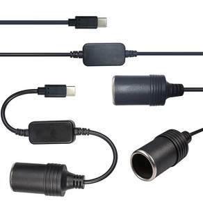 차량용 가정용 멀티 5V C타입 to 12V 1A 시거 소켓 멀티 승압 변환젠더 C포트 35cm
