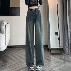 천하오 여성 와이드 데님 팬츠 빈티지 루즈핏 청바지 TZ1064