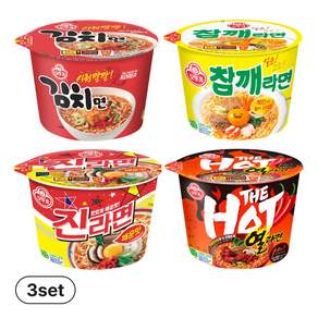 오뚜기 용기면 4종 3개씩(더핫열라면+김치면+참깨라면+진매)