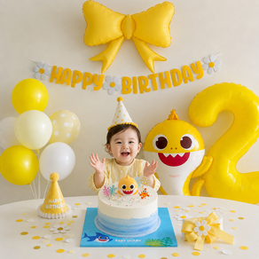 아기 상어 두돌 생일 풍선 파티 세트