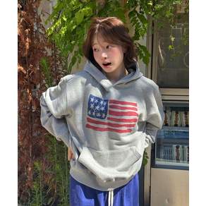 매장정품 아모우 AMOU USA Painted Hoodie GRAY AM26FWHD02GR 154909