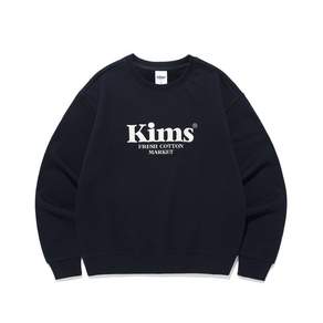 KIMS FRESH COTTON MARKET Kims Bam 로고 맨투맨 네이비