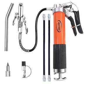 퀵 릴리스 커플러가 포함된 Kuttec 그리스 건 키트 Professional 9000 PSI 14온스 중량급 누수 방지 그리스 건 스프링 플렉스 호스 1개 호스 2개 날카