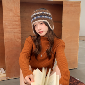 유유라키 여성 울혼방 니트 헤어밴드 귀도리 방한 머리띠 반다나 보온 헤어워머