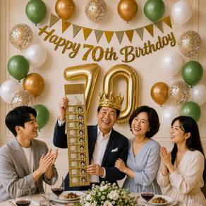이벤트홀릭 칠순 파티용품 세트 70 숫자풍선 생일 가랜드 용돈카드 옵션