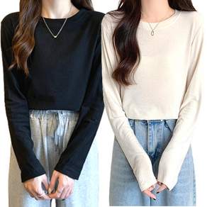옐로우피치 베이직 긴팔 라운드 티셔츠 2P