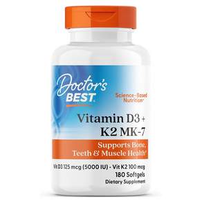 닥터스베스트 닥터스 베스트 비타민 D3 125mcg + K2 MK-7 100mcg 소프트젤, Doctor's Best 비타민D3 + K2 MK-7, 1개, 180정