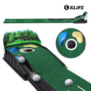KLIFE 골프 퍼팅연습기 무소음 자동리턴 실내 연습 매트 스윙 퍼팅매트 볼가림막