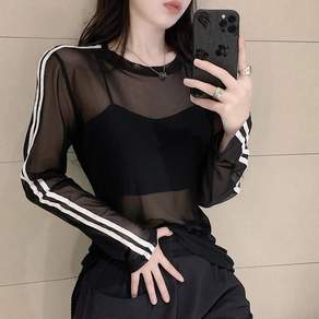 이지로지엑스 걸스힙합 방송댄스복 메쉬 힙합 댄스티 여성 댄스복상의 단체복