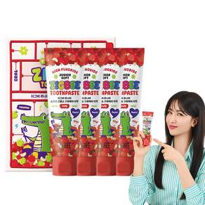 지그비 대용량 주니어 마일드 고불소 구취케어 어린이 치약 엄마배우 Pick 사과향