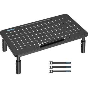 BONTEC 1개 세트 조절식 모니터 스탠드서랍 포함 최대 20kg44파운드 지지 책상용 인체공학적 메쉬 플랫폼 통풍 기능이 있는 노트북 및 PC용 케이블 정리 기능 포함으로 더