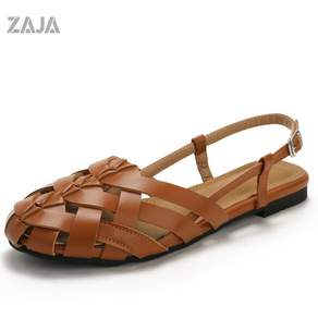 ZAJA 여성 스트랩 샌들 플랫 여름 데일리 편한 2cm