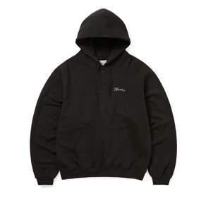 THISISNEVERTHAT Quarter Button Hoodie Off Black