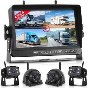 무선 RV 백업 카메라 시스템 9인치 1080P DVR 모니터 4개의 IP69 방수 야간 투시 측면 후방 뷰 퓨리온 마운트와 호환되는 트레일러 트럭 캠퍼용 백업 카메라