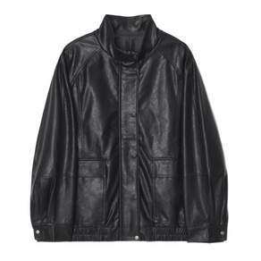 유라고 Pocket leather overfit blouson_Black