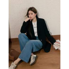 ANYOU 여성 오버핏 정장 자켓 가볍고 편안한 스판 구김방지 데일리 재킷