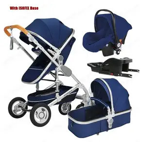 ISOFIX 베이스가 있는 카시트가 포함된 유모차 3in1 고급형 높은 풍경 알루미늄 합금 프레임 여행용