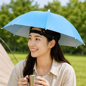 깔끔더하기 머리에 쓰는 우산모자 낚시 야외활동 핸즈프리