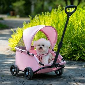 하루꿈 반려동물 유모차 강아지 고양이 이동장 쇼핑 카트 접이식 웨건 차양막 포함 캠핑 피크닉 핸드카트