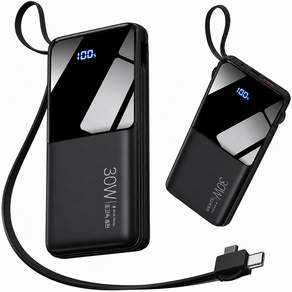 EYY 20000mah 보조배터리 내장형 32cm 데이터 케이블 PD22.5W 고속충전 일체형 대용량 난연 소재