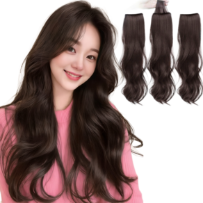 지니판 감쪽같은 자연스러운 긴머리 S컬 루즈펌 웨이브 3피스 붙임머리