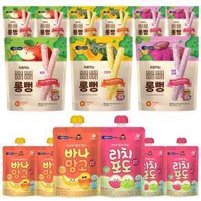 [베베쿡] 처음먹는 빼빼롱뻥 (사과3+단호박3+자색고구마3)총9봉+과채주스혼합6개