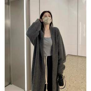 vosim 여성 가을 롱 니트 가디건 오픈형 루즈핏 긴팔 데일리 캐주얼 아우터
