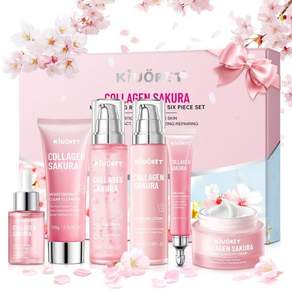 사쿠라 스킨케어 세트 클렌저 토너 세럼 로션 아이크림 페이스크림으로 구성된 벚꽃 키트 6종 피부 보습 콜라겐 생성 촉진 와 여성 한국 315450