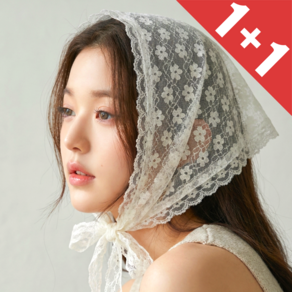 다늘 헤어커치프 헤드스카프 두건 레이스 헤어밴드 2p