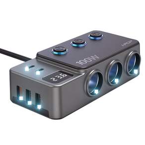 I-POP멀티 100W 스위치 3구소켓 USB PD 초고속충전 5개 동시충전 시가잭 분배기 차량용 충전기