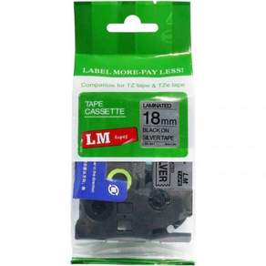 LM 테이프 프리미엄 34인치18mm 블랙 반사 은색 브라더 PTD400 및 라벨 메이커용 호환 TZe P터치 무료 가이드 포함