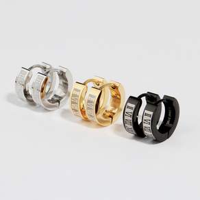 VARAM(바람) [한쌍]써지컬316L스틸 로마숫자각인 원터치 링귀걸이