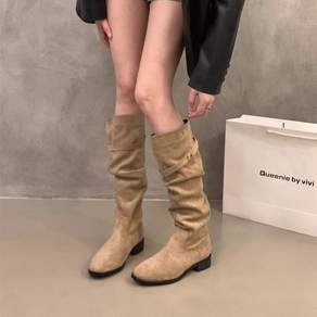 style dr 롱부츠 통굽 장화 스웨이드부츠 기높이 부츠 3cm 여성부츠