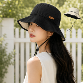 여성 양면 챙넓은 햇빛가리개 투톤 버킷햇 벙거지 모자