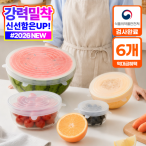 완벽밀폐 모아르 찰떡랩 실리콘 밀폐 커버 6종세트 환경호르몬NO 안심소재
