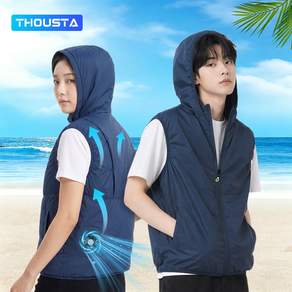THOUSTA 여름 아이스 얼음 선풍기 조끼 쿨링 에어컨 냉풍 작업복