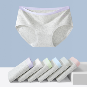 올틴 여학생 순면 팬티 6P세트 그레이톤 롱안감 요일팬티